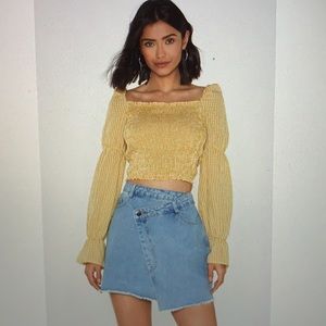 Nasty Gal Puff sleeve checkered summer blouse